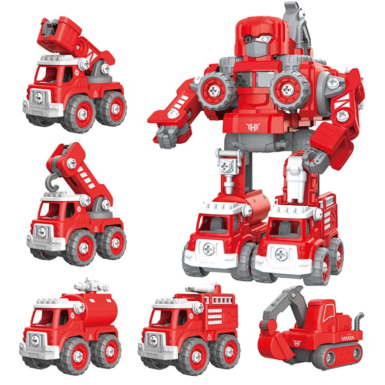 Bộ đồ chơi lắp ghép Robot biến hình,xe tải xe công trình 5in1,cho bé phát triển toàn diện.