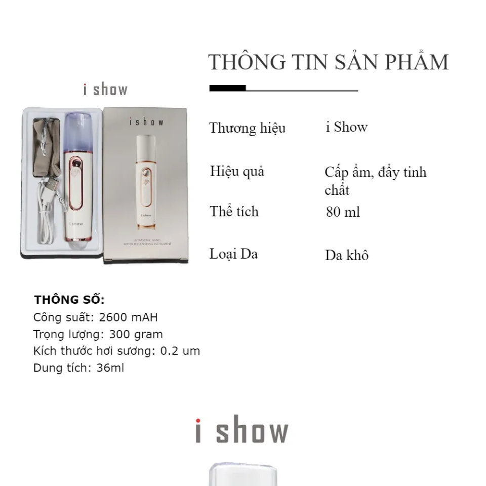 Ảnh Máy Phun Khoáng Tạo Ion I SHOW Cấp Ẩm Đưa Dưỡng Chất Thấm Sâu Vào Da Giúp Da Ngậm Nước Và Ẩm Mịn 4