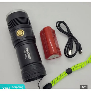 Đèn pin cầm tay siêu sáng RAY BOW 1122 chiếu xa 500 m có ZOOM xa gần chống nước , sạc ngược cho điện thoai L