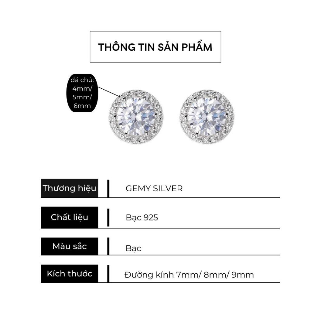 Khuyên tai nam bạc 925 thanh thẳng Henry đính đá nhiều size unisex (1 chiếc) | GEMY SILVER KN100