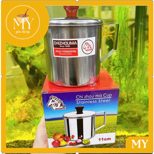 Ca inox uống nước có năp - Ca-cốc inox quai có nắp có size 9cm,10cm,11cm,12cm,13cm
