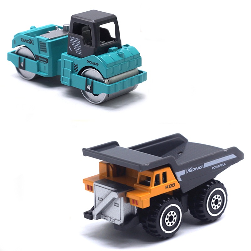 Set 6 Mô Hình Ô Tô Kim Loại Hợp Kim Công Trường - Tỷ Lệ 1:64, Có Thể Nâng Hạ, Có Khớp Chuyển Động