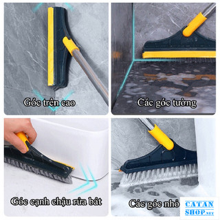Chổi Chà Sàn, Cây Gạt Nước Nhà Tắm Đầu Cọ Xoay 120 Độ Quét Sạch Cặn Bẩn, Chổi Chà Sàn 2 Trong 1