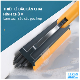 Chổi Chà Sàn, Cây Gạt Nước Nhà Tắm Đầu Cọ Xoay 120 Độ Quét Sạch Cặn Bẩn, Chổi Chà Sàn 2 Trong 1