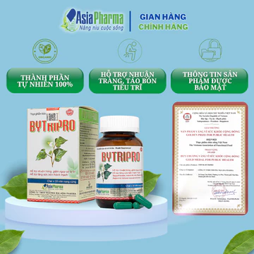 Viên uống tiêu trĩ Bytripro Asia Pharma hỗ trợ nhuận tràng, giảm táo bón - Hộp 30 viên
