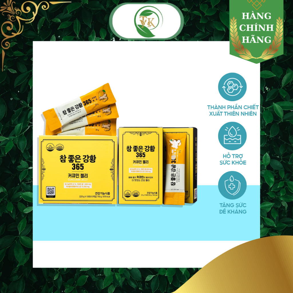 🆗.(Đã bán 44) Thạch Nghệ Nano Hàn Quốc 365 Curcumin Jelly Thạch Nghệ Vị Xoài Hộp 30 Gói