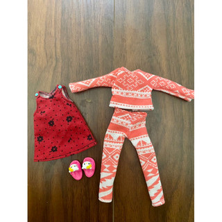 Set 3 món đồ bộ kèm váy đỏ size blythe,xinyi,barbie