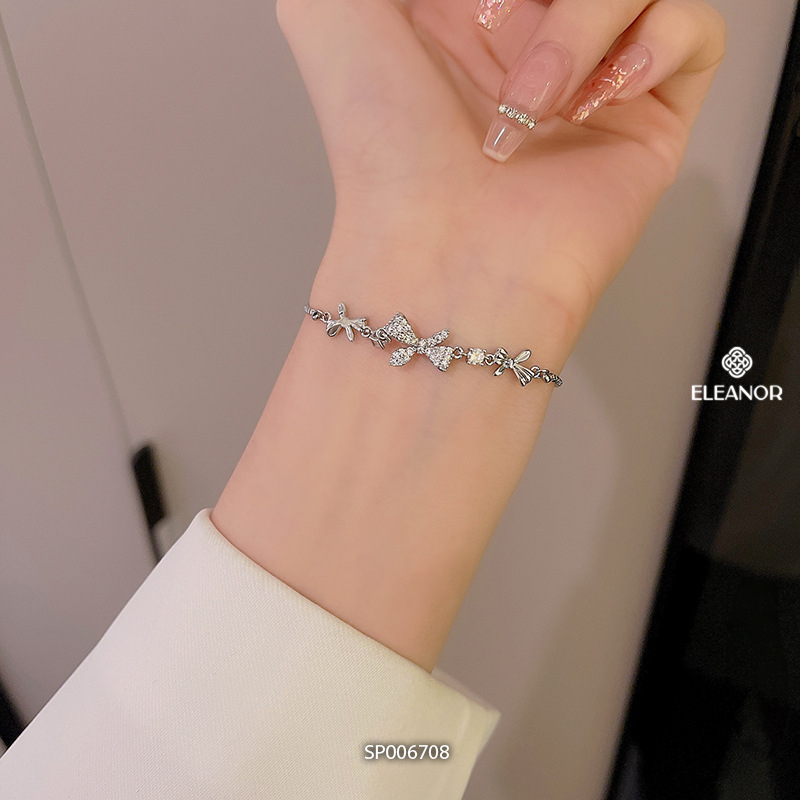 Vòng tay nữ dây rút Eleanor Accessories hình nơ đính đá phụ kiện trang sức lắc tay 6708
