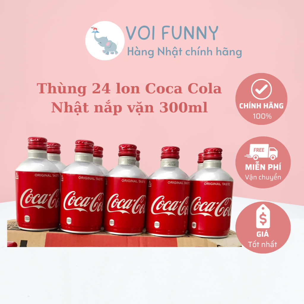 CHÍNH HÃNG Thùng 24 chai nước ngọt Coca Cola Nhật chai nhôm nắp vặn