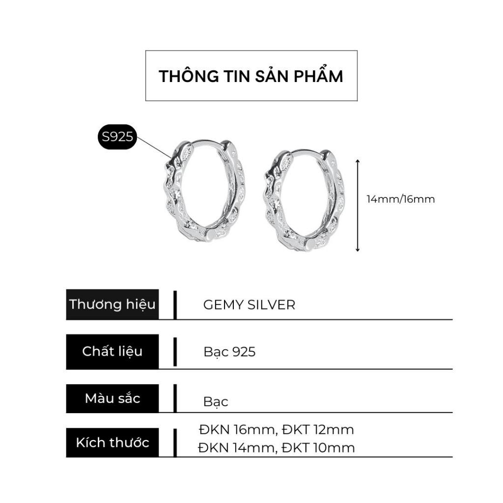 Khuyên tai nam tròn bạc 925 bông unisex Dylan đơn giản cá tính (1 chiếc)  | GEMY SILVER KN90