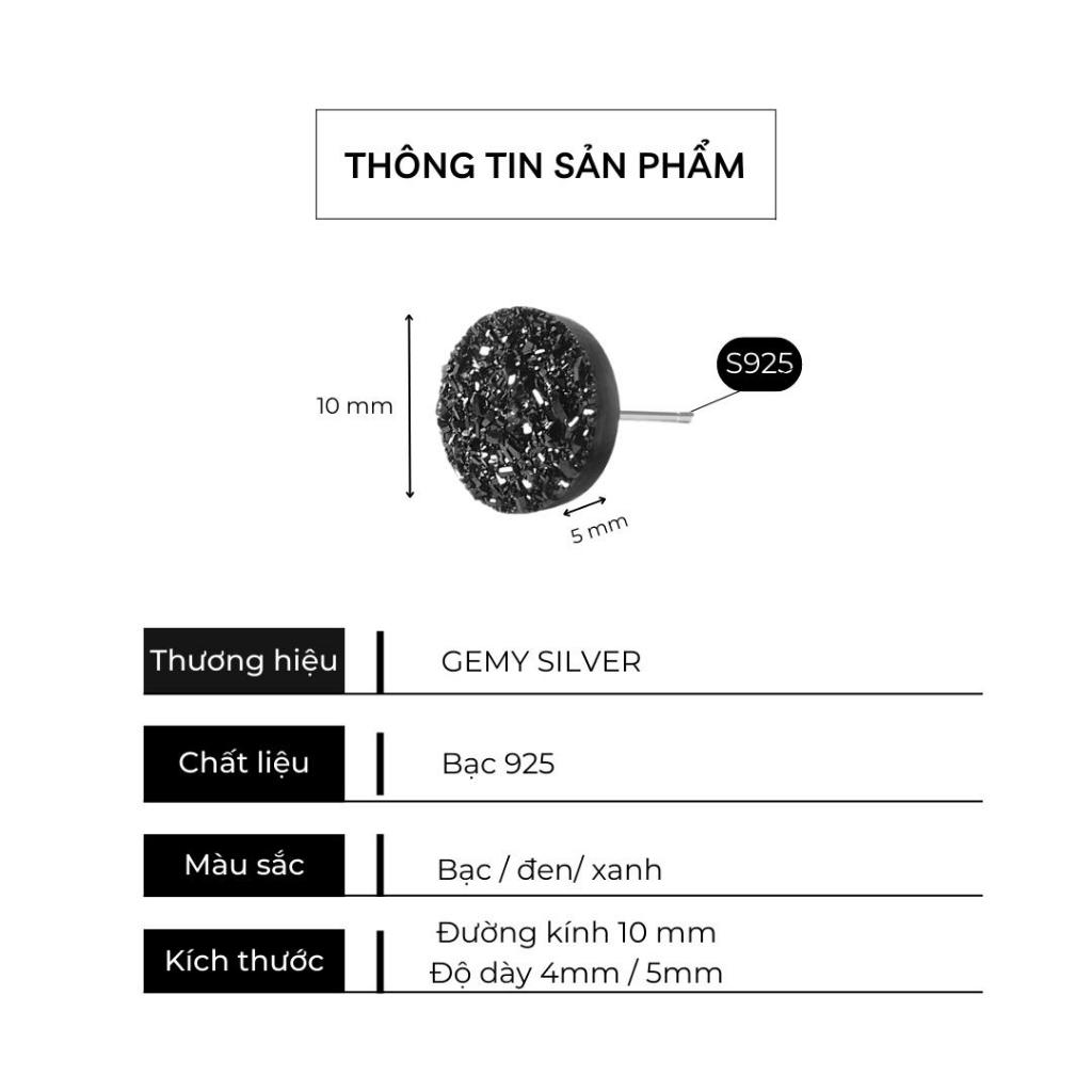Khuyên tai nam tròn bạc 925 chùm đá pha lê nhân tạo nhiều màu Merlin 2 unisex (1 chiếc) | GEMY SILVER KN88 7.5mm