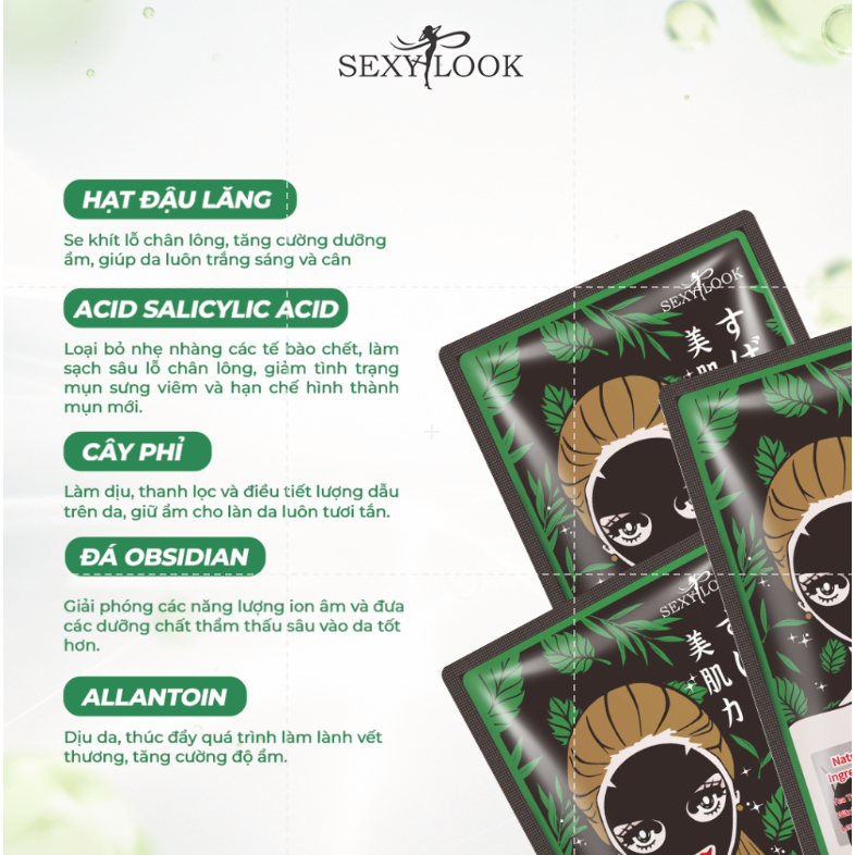 Ảnh Combo 2 Hộp Mặt Nạ Đen Tràm Trà SEXYLOOK Kiểm Soát Dầu & Mụn ( 2 hộp x 5 Miếng x 28ml) 3