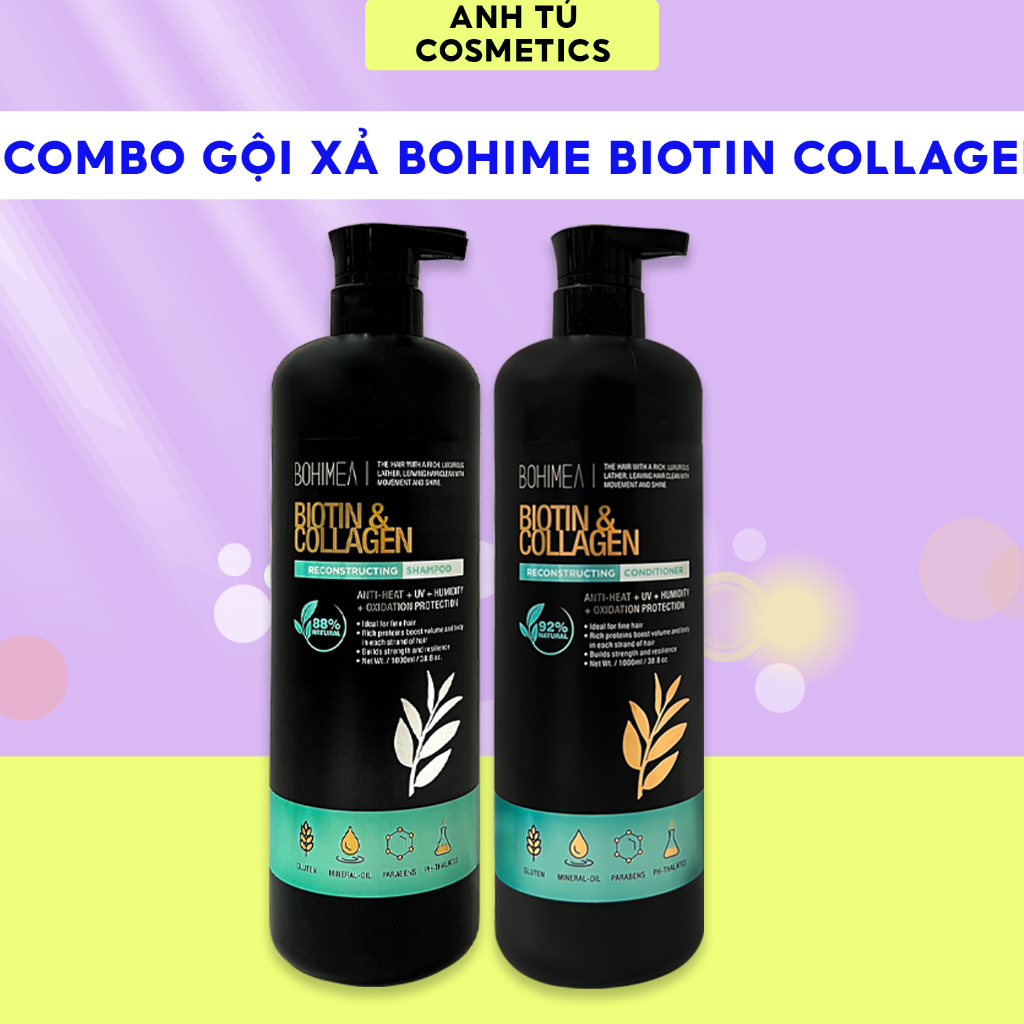 Combo Dầu Gội, Dầu Xả Bohime Biotin Collagen Bảo Vệ Kích Thích Mọc Tóc ...