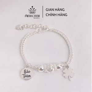 Lắc Bạc Trẻ Em Khắc Tên Mix Charm Cỏ 4 Lá - Minh Canh Jewelry