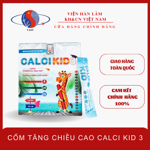 [ CHÍNH HÃNG - HỘP 20 gói] Cốm tăng chiều cao CALCI KID 3 bổ sung canxi ...