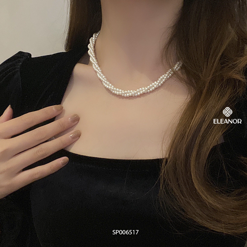Dây chuyền nữ ngọc trai nhân tạo Eleanor Accessories dạng xoắn phụ kiện trang sức 6517