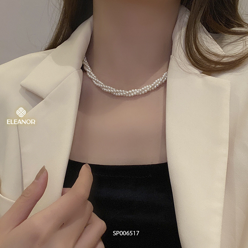 Dây chuyền nữ ngọc trai nhân tạo Eleanor Accessories dạng xoắn phụ kiện trang sức 6517