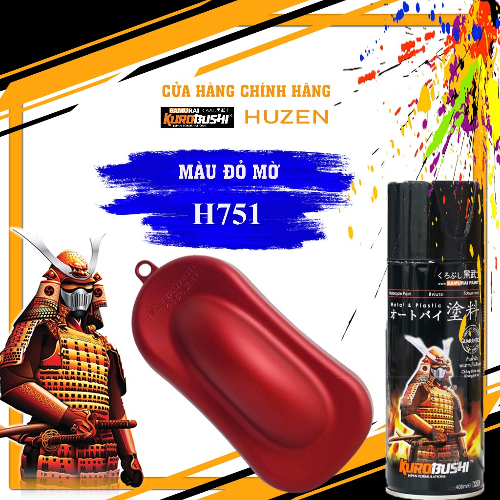 Sơn Samurai H751 màu Đỏ mờ- Huzen Việt Nam | Shopee Việt Nam