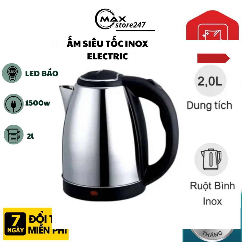 Ấm Siêu Tốc inox 2L Electric Kettle đảm bảo an toàn,HÀNG CHẤT LƯỢNG ...