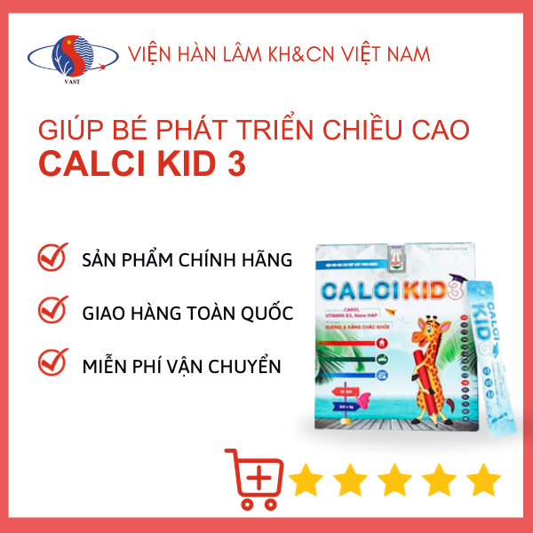 [ CHÍNH HÃNG - HỘP 20 gói] Cốm tăng chiều cao CALCI KID 3 bổ sung canxi ...