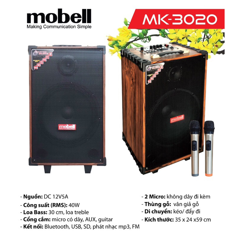 Loa karaoke di dộng chính hãng Mobell MK-3020, MK-2120D (Loa 2 ...