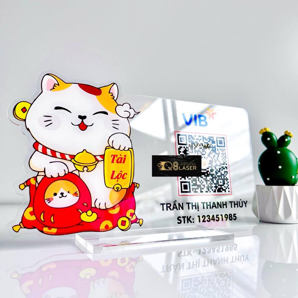 Bảng Mica In Mã QR CODE Hình Mèo Thần Tài Sang Trọng - Tài Lộc - May ...