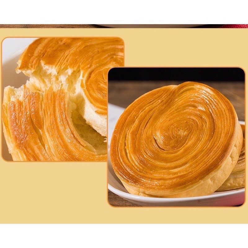Bánh Mì Ngàn Lớp Bơ Sữa tròn kem 3 vị Socola/đậu phộng/táo đỏ