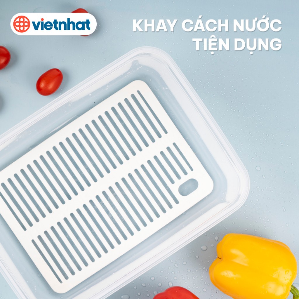 Hộp thực phẩm chữ nhật cỡ lớn 4800 - 7000ml Việt Nhật, Hộp đựng thực phẩm bảo quản rau củ hoa quả thức ăn trong tủ lạnh