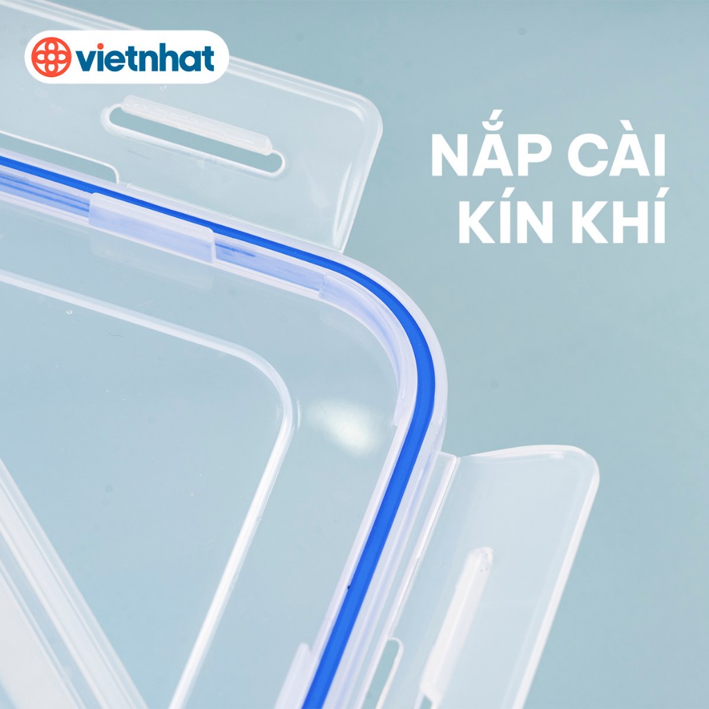 Hộp thực phẩm chữ nhật cỡ lớn 4800 - 7000ml Việt Nhật, Hộp đựng thực phẩm bảo quản rau củ hoa quả thức ăn trong tủ lạnh