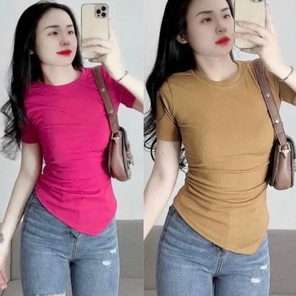 Áo Thun Nữ Bigsize ESHOP Áo Kiểu Nữ Sang Chảnh Vạt Xéo Cổ Trụ Thun Tăm Lạnh Co Giãn Dễ Thương AT69