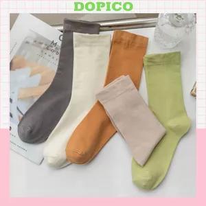 Tất nữ cổ cao cotton mềm mại dệt kim co giãn 4 chiều thoáng khí chống hôi chân DOPICO T786