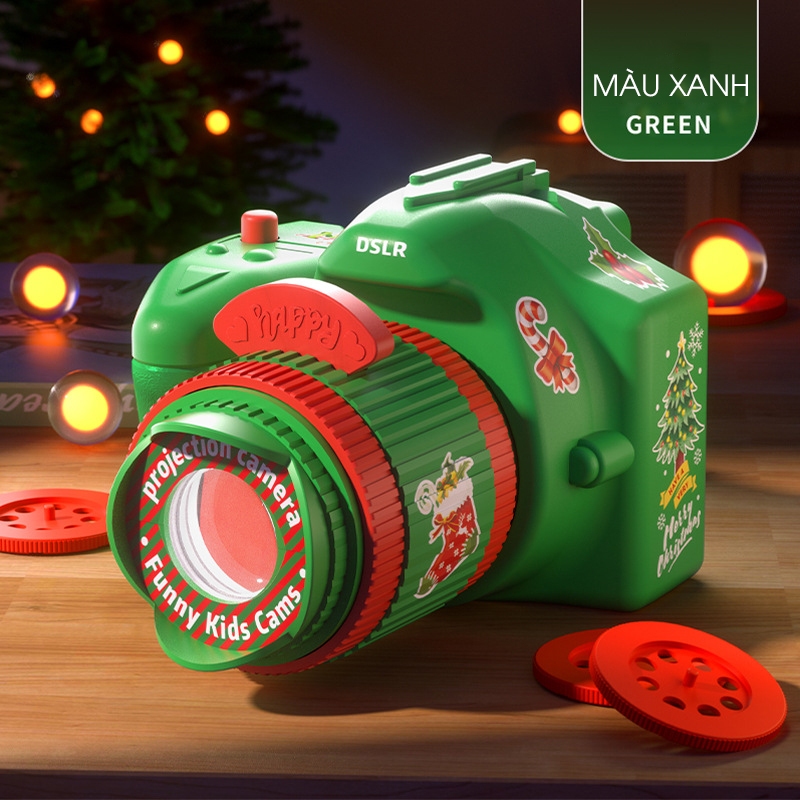Máy ảnh mini chiếu hình Noel cho bé, quà tặng giáng sinh cho bé từ 1-3 tuổi