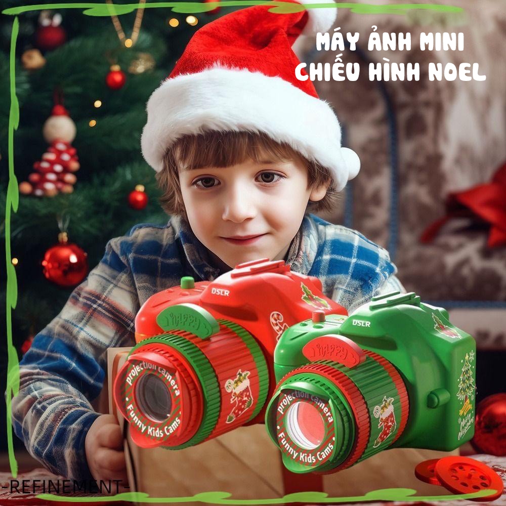 Máy ảnh mini chiếu hình Noel cho bé, quà tặng giáng sinh cho bé từ 1-3 tuổi