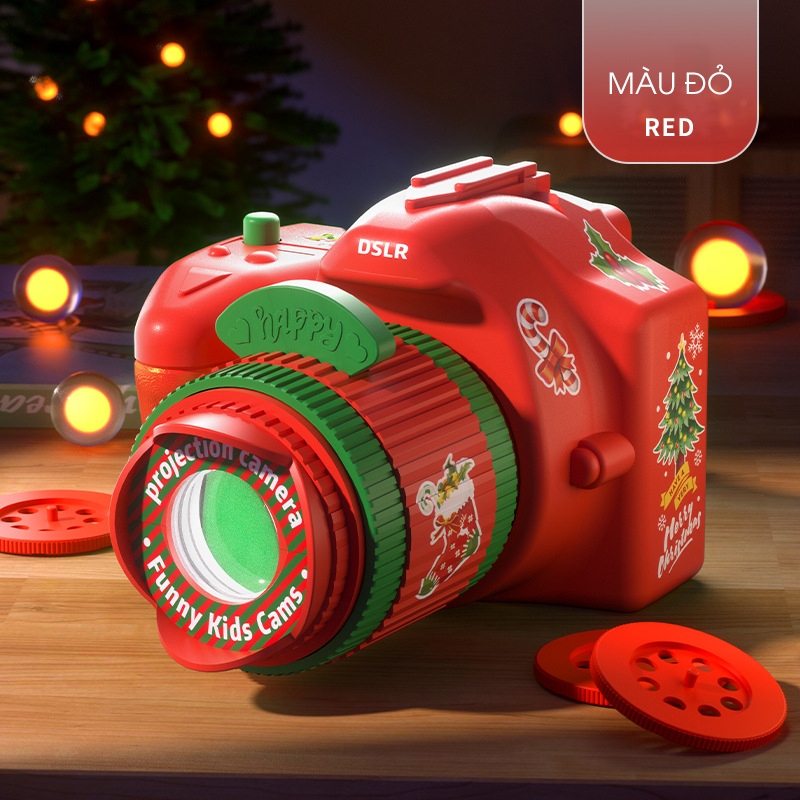 Máy ảnh mini chiếu hình Noel cho bé, quà tặng giáng sinh cho bé từ 1-3 tuổi