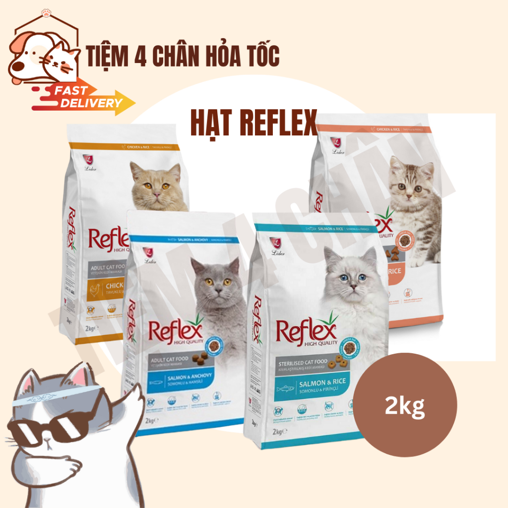 [2kg] Thức ăn hạt Reflex cho mèo con và mèo trưởng thành các vị có túi ...