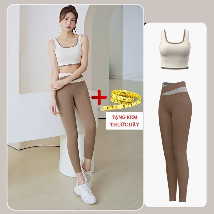 Đồ tập gym nữ thể thao yoga erobic cao cấp bộ quần áo tập gym nữ Quảng Châu co giãn sẵn mút ngực MN033&MK002 T2T4 spe