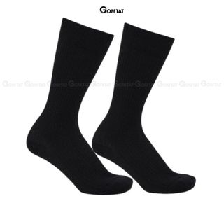 Tất vớ nam cổ cao GOMTAT đi giày tây, chất liệu cotton khử mùi thoáng khí họa tiết gân chìm màu đen - TAY-FIVE-2008-1DOI