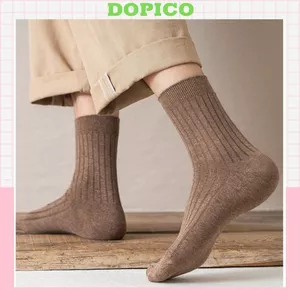 Tất nam nữ cổ cao chất cotton chống hôi chân nhiều màu thấm hút mồ hôi dáng trơn DOPICO T44