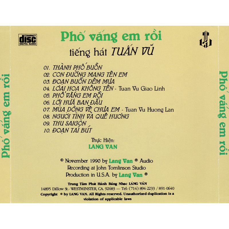 Bộ 4 Đĩa CD Tuấn Vũ TT Làng Văn- CD nhạc vàng chất lượng cao