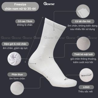 Combo 5 đôi vớ nam nữ cổ lửng GOMTAT, chất liệu cotton dày dặn, có đệm lót xù êm chân - STA-5009-TRUNG-CB5
