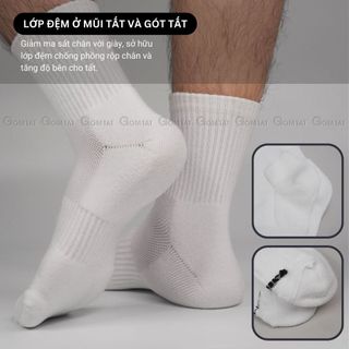 Combo 10 đôi tất nam nữ cổ lửng GOMTAT, chất liệu cotton thoáng khí, có đệm lót xù êm ái - STA-5009-TRUNG-CB10