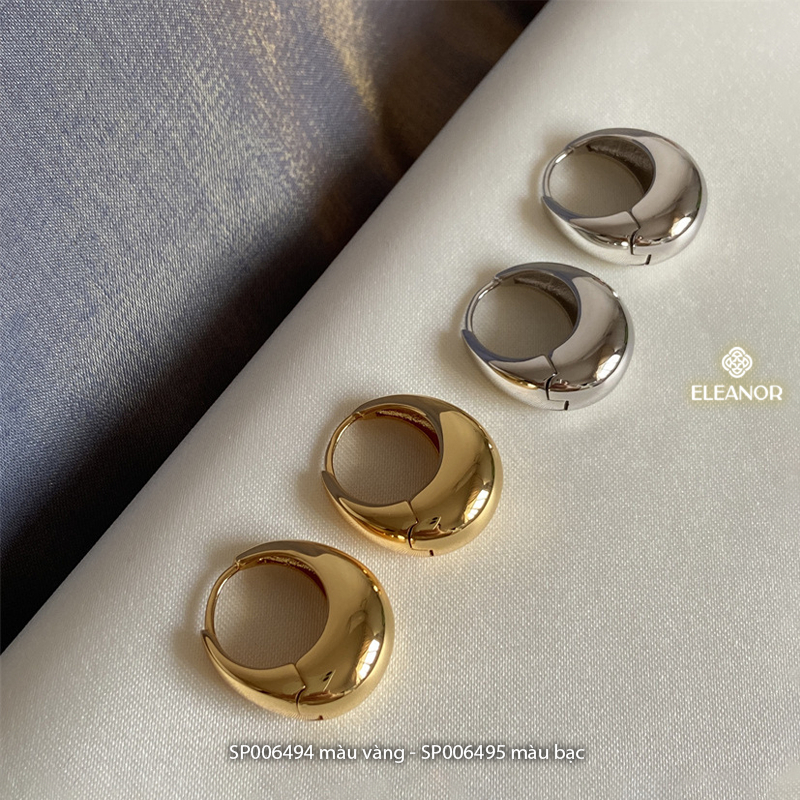 Bông tai nữ tròn chuôi bạc 925 Eleanor Accessories basic khuyên tròn phụ kiện trang sức 6494