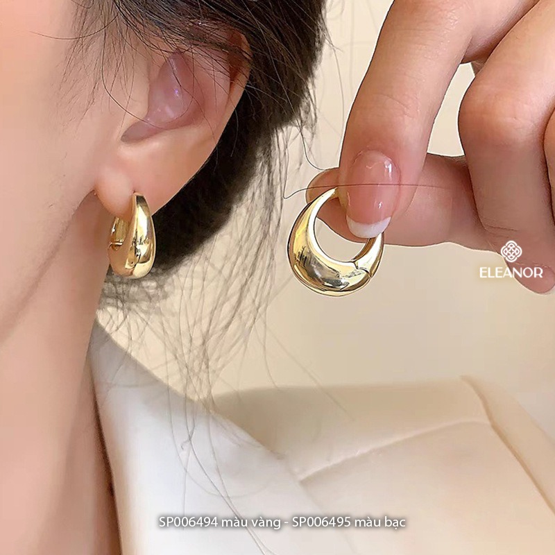 Bông tai nữ tròn chuôi bạc 925 Eleanor Accessories basic khuyên tròn phụ kiện trang sức 6494
