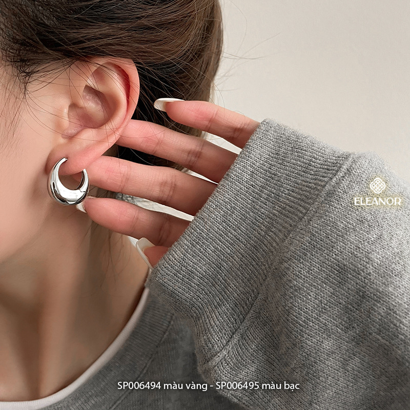 Bông tai nữ tròn chuôi bạc 925 Eleanor Accessories basic khuyên tròn phụ kiện trang sức 6494