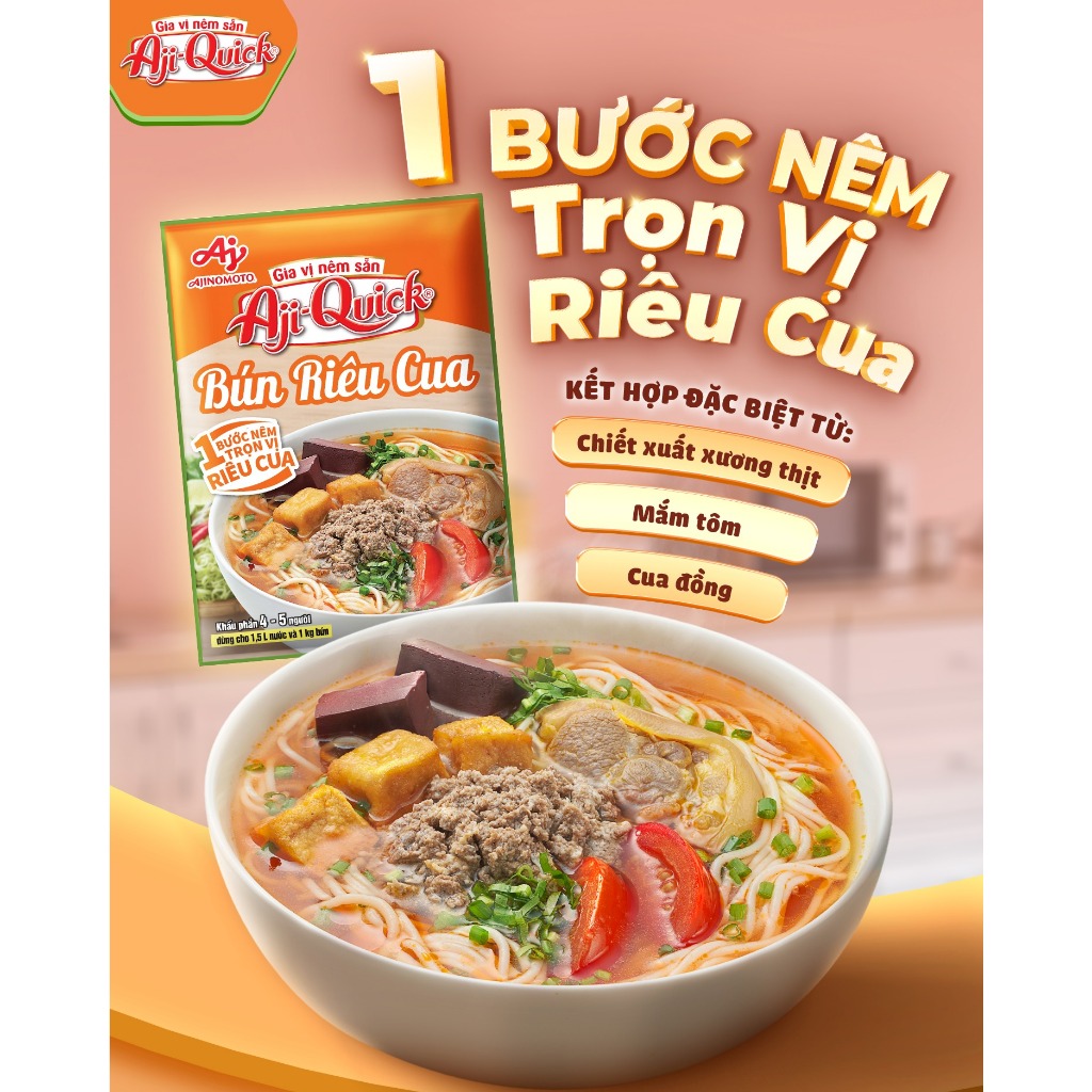 Ảnh Combo 6 Gói Gia Vị Nêm Sẵn Aji-Quick® Bún Riêu Cua 54g/Gói 4