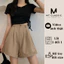 Quần short lưng cao nữ, quần đùi lửng lai gập xếp ly có túi và lưng phía sau chun co giãn - MT Classic