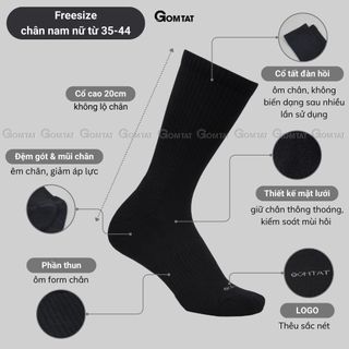 Combo 10 đôi tất nam nữ cao cổ GOMTAT, chất liệu cotton cao cấp, có đệm lót xù êm chân, giữ ấm - STA-5009-CAO-CB10