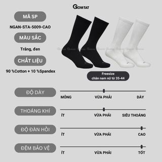 Combo 10 đôi tất nam nữ cao cổ GOMTAT, chất liệu cotton cao cấp, có đệm lót xù êm chân, giữ ấm - STA-5009-CAO-CB10