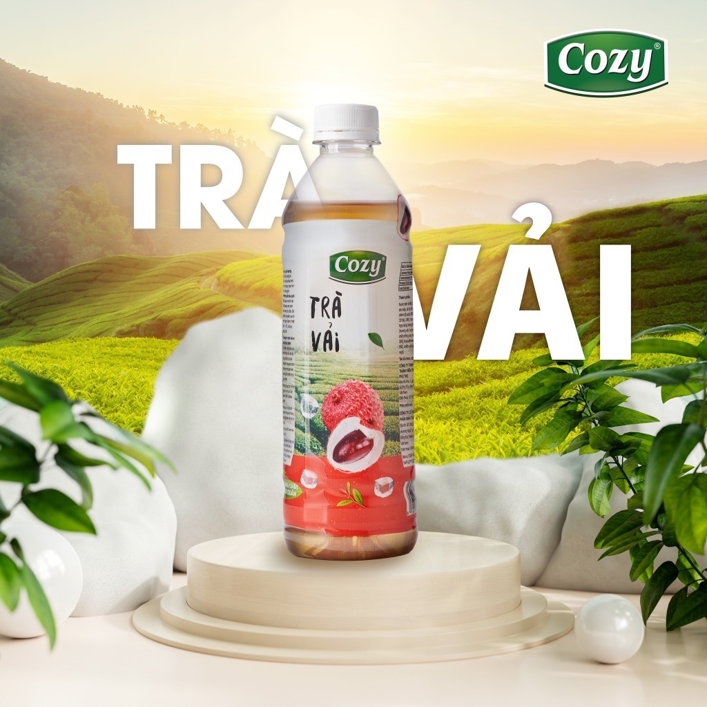 Trà Hương Vải Uống Liền Lốc 6 Chai 455ml Cozy - Trà Hoa Quả Thơm Mát - Bách hóa Bách Phúc Đà Nẵng