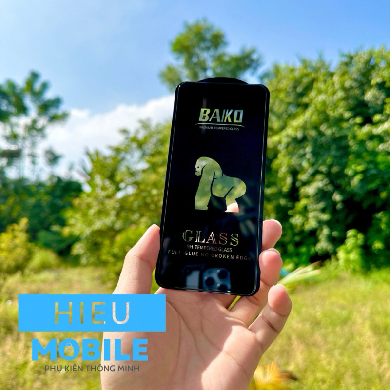 Kính cường lực Baiko đen cho các máy Xiaomi Redmi Note 11, 11 Pro, 12, 12T, 13 kèm khăn lau và miếng lấy bụi